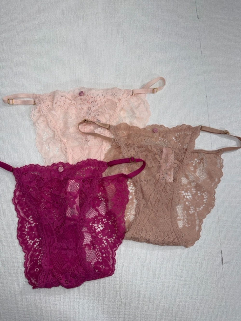 NWT Victoria’s Secret Dream Angels Lace Adjustable String Bikini Panty set of 3